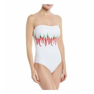 $195 Onia Anthropologie Estelle Red Hot Chilli Peppers One Piece Swimsuit Small